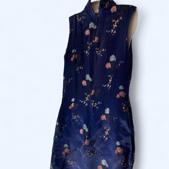 Kamisato Elegant Navy Floral Sleeveless Dress 8 - Picture 2 of 3